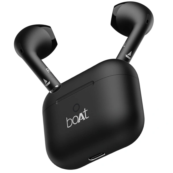 Boat Airdopes Alpha 35Hrs Battery | Fast Charge, IWP Tech Dual Mics With ENX Tech | Type-C Port, v5.3 Bluetooth Earbuds | TWS Ear Buds Wireless Earphones With Mic (BLACK)