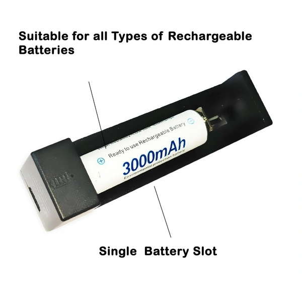 DEVAJI Devaji 1.5V Li-ion Battery Charger Rechargeable Battery Charging Adapter for Home Travel Camera flashlights Toys for AA-AAA Rechargeable Cells 1 Slot Universal Charger (BLACK)