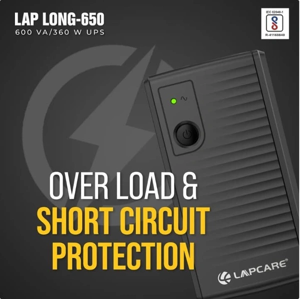 Lapcare LAP LONG-650 | 600VA UPS (Black)