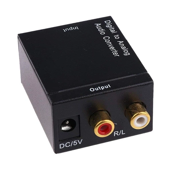 VEV  Digital to Analog Converter,  Coaxial or Toslink digital audio signals to analog L/R audio (Black)