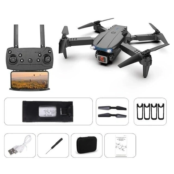 VEV E88 Pro Drone with 4K Camera – WiFi FPV, 1080P HD Dual Camera, Foldable RC with Altitude Hold, Visual Positioning, Auto Return, and App Control – High-Performance 4K Quality (Black)