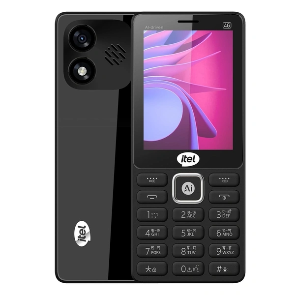 itel Super Guru 4G Max | Dual 4G | Max 3" Display | Smart AI Voice Assistant | 2000 mAh Battery | Type-C Charger | Cloud App Support | Bluetooth | (Black) - Black