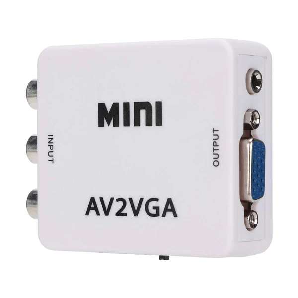 Honeycom AV to VGA Adapter, TV Set-Top Box Audio Video Converter (White)