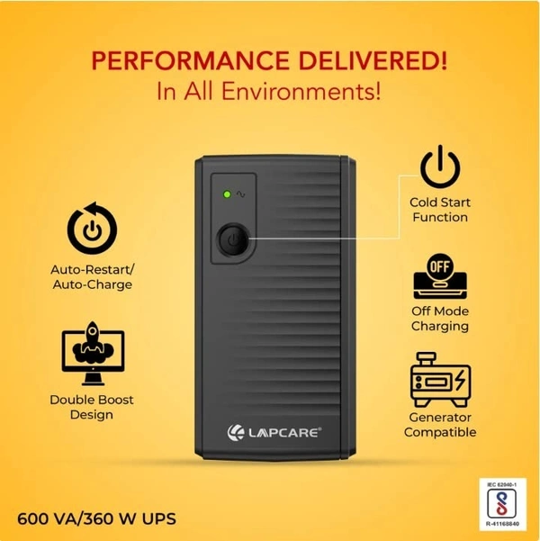 Lapcare LAP LONG-650 | 600VA UPS (Black)