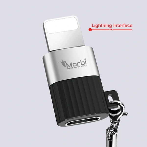 Morbi D-40 High-Speed USB-C to Lightning OTG Adapter with Keychain - Portable & Durable Data Transfer Connector for iOS Devices 