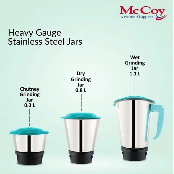 McCoy Gem Sapphire 500 W Mixer Grinder 3 Jar (Blue)