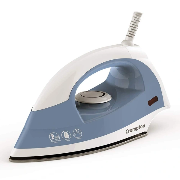 Crompton Brio ACGEI-BRIO 1000W Dry Iron With Weilburger Coating, (Sky Blue and White)