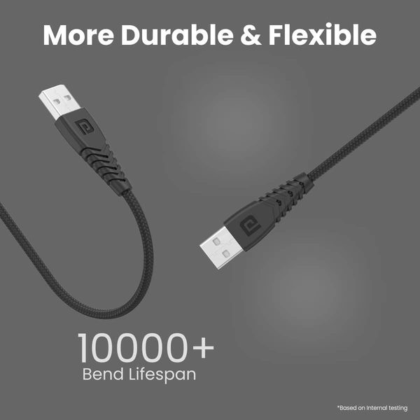 PORTRONICS Portronics Konnect A Trio 3-in-1 Multifunctional Cable 3.0A Total 1.5 m for Micro USB for iOS and Type C Mobile Phones (Black) - Black