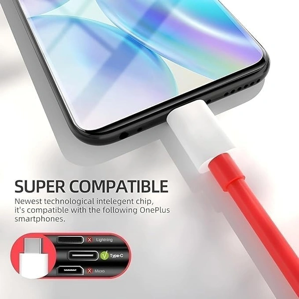 VEV Realme Data Cable Fast Charging VOOC Support | Type-C | 85W Output | Super Charger (Red)