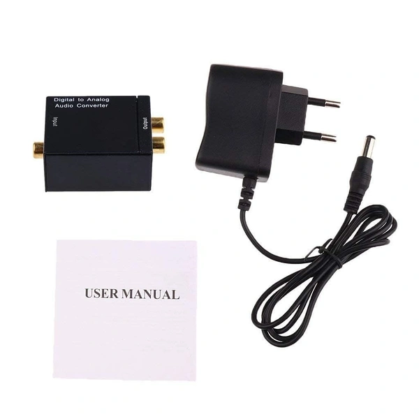 VEV  Digital to Analog Converter,  Coaxial or Toslink digital audio signals to analog L/R audio (Black)