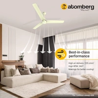 atomberg Renesa 1200mm BLDC Ceiling Fan with Remote Control | BEE 5 star Rated Energy Efficient Ceiling Fan | High Air Delivery with LED Indicators | 2+1 Year Warranty (Gloss Ivory) - Gloss Ivory