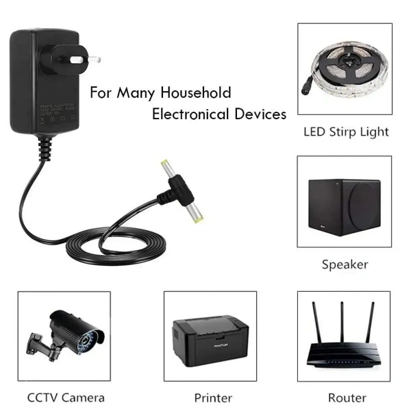 KK VEV K.K Power High-Quality 9V-1Amp DC Adapter Power Adapter Power Supply For Wi-Fi router, Set Up Box Tablet, Cctv Camera (BLACK) - 9V-1Amp