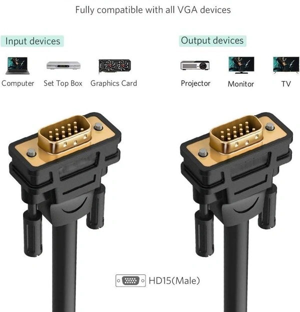 Shreyam SE-028 VGA Cable Male To Male 1.5 Meter (Black)