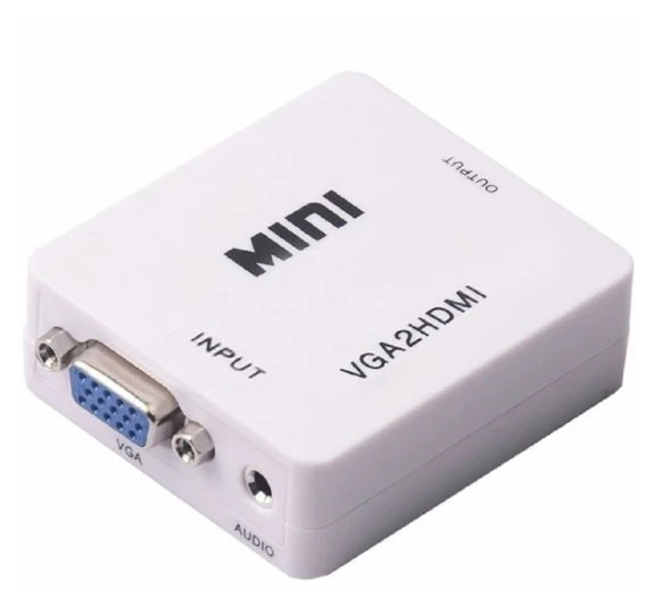 Honeycom  Mini VGA to HDMI Converter with Audio VGA2HDMI 1080P Adapter Connector for Projector PC Laptop to HDTV (White)