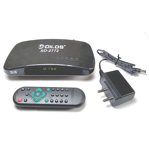 DILOS HR-6SE Digital Set-Top Box SD-2772 | Free-to-Air MPEG-2 | Get Lifetime Free TV / FM 999 Channels From DD Free Dish (No Monthly Charges) (Black)