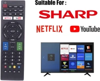 VEV Sharp Remote Control Compatible For Sharp TV RM-L1346 LCD/LED With NETFLIX Function (Black)