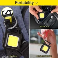 VEV COB Rechargeable Key Chain Light Mini Flashlight Led Light With Bottle Opener Multipurpose (Black)