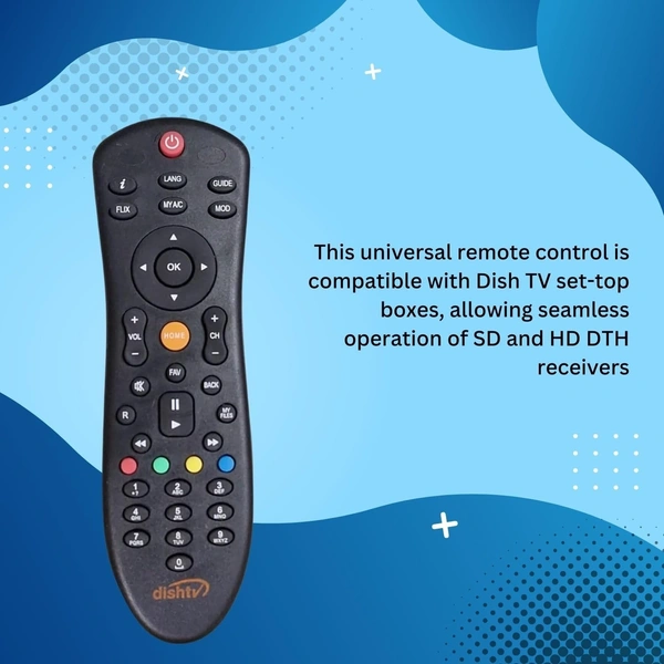 VEV Dish TV Remote Compatible For Dish TV Set Top Box (Black)