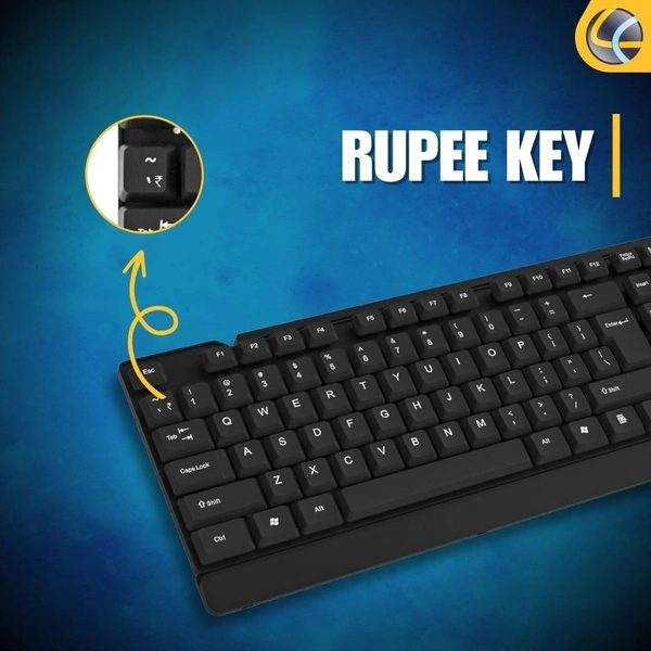 Lapcare E9 Wired Combo LWC-003 Wired Keyboard and Mouse Set-USB, Ergonomic Design (Black)