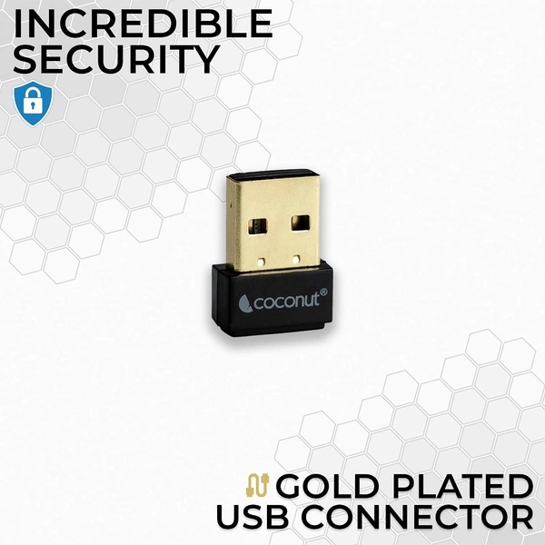 COCONUT Coconut USB WiFi Adapter for PC Laptop 150Mbps Gold Plated Wireless Network Receiver for Desktop - Nano Size 2.4Ghz WiFi Dongle Compatible with Windows Mac... - Black