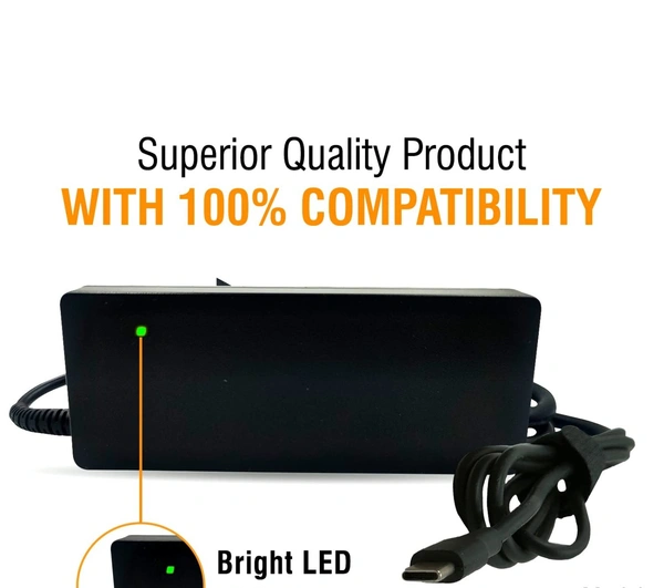 Mente MAD87TC202433U 90W Universal USB Type - C 20V/4.3A Laptop Adapter Compatible For Laptops (Black)