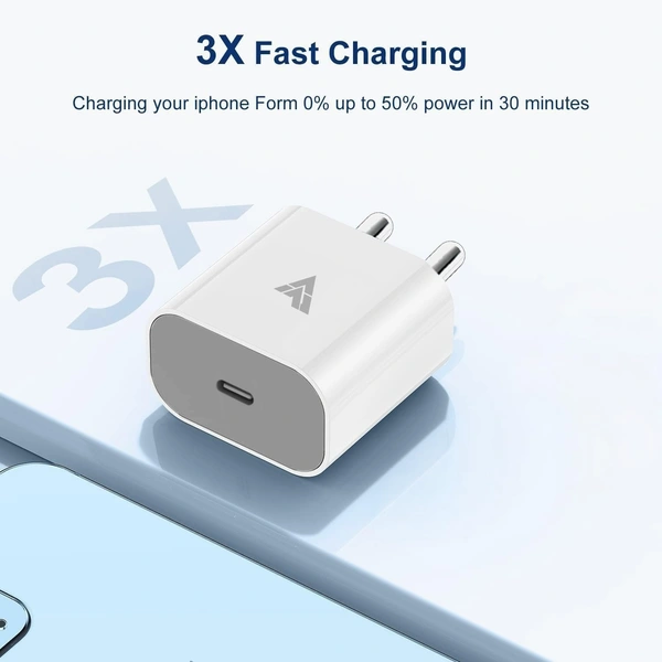 VEV iPhone Charger Adapter 25W USB Type C Power Adaptor for 16/16 Plus/16 Pro/16 Pro Max, 15/ iPhone 14/13/12/11 Series USB-C To Lightning Cable Fast Charging Adaptor (White) - White