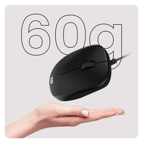 Portronics Toad 102 Wired Mouse with 3 Buttons, Clickable Scroll Wheel, High-Precision 1200 DPI Optical Sensor, 1.5m Long Cable, Ergonomic Ambidextrous Design for PC & Laptop (Black)