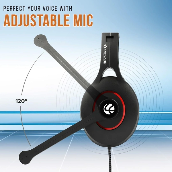 Lapcare LAPCARE ROCKY LHP-207 | 20mW USB Headset with 40mm Drivers | Adjustable Microphone | Form Ear Pads | Super Anti-Violence | Long Cord (Black)