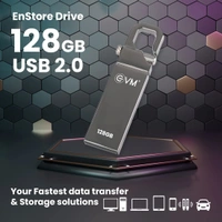 EVM EnStore 128 GB Metal USB 2.0 Flash Drive - High Read Speeds up to 15MB/s & Write Speeds up to 8MB/s - Durable Metal Casing - Ideal for Data Transfer & Storage - (EVMPD/128GB) - 128 GB
