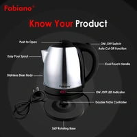Fabiano EKP-015 Platinum Electric Kettle with Stainless Steel Body, 1.5 litre, used for boiling Water, making tea and coffee, instant noodles, soup & More