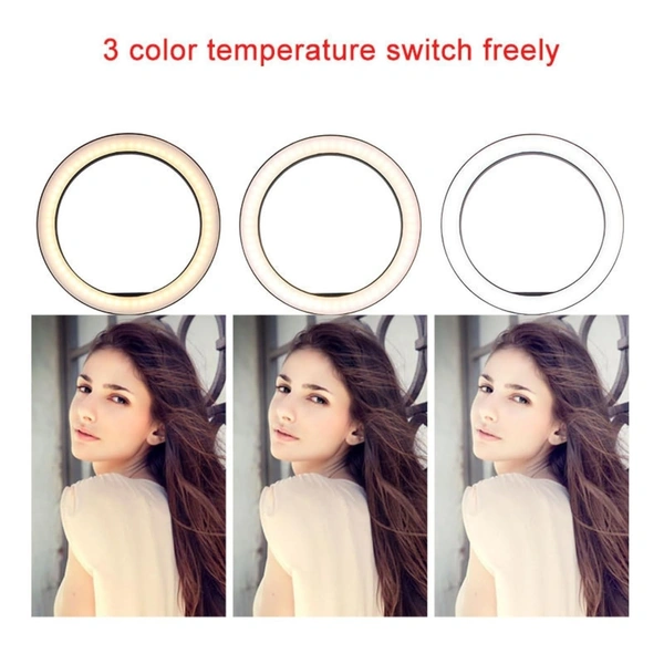 VEV Ring Fill Light 10 Watt LED Ring Light with 26 Cm With Phone Holder 10 Level Dimmable With 3 Modes of Light