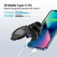 Portronics SPARK 51W Multi-Vehicle Phone Charger, 33W Type-C Power Delivery, 18W USB Fast Charging, Type-C & USB Dual Output, for Motorcycles & Scooters (Black)