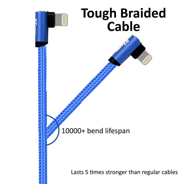 Ptron Solero L Shape Data Cable for iOS Devices | 2A Data Cable | Fast Charging & Data Sync (Blue)