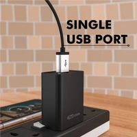 Portronics Adapto 62 C 2.4A 12W Fast Wall Charger with 1M Type C Cable, BIS Certified, Single USB Charging Adapter (Black)