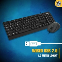 Lapcare E9 Wired Combo LWC-003 Wired Keyboard and Mouse Set-USB, Ergonomic Design (Black)