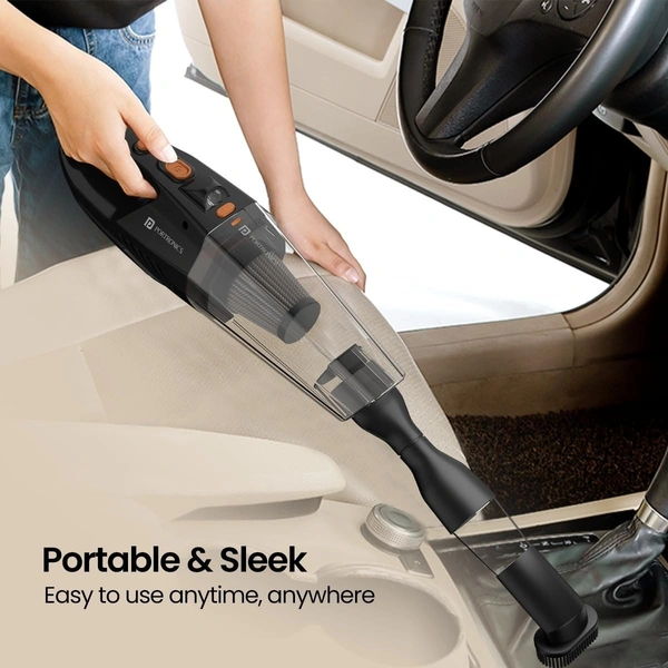 Portronics MOPCOP Rechargeable Handheld Vacuum Cleaner for Home & Car, Washable HEPA Filter, Multi-Function Nozzles, Deep Cleaning, Cordless, Dry Vacuum, for Home Appliances (Black)