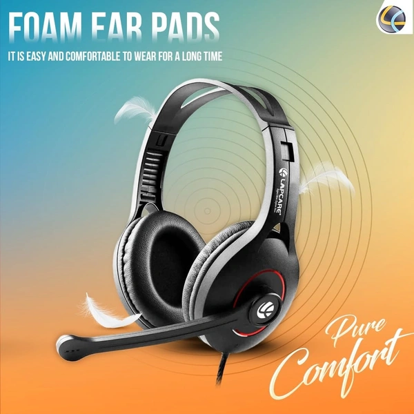 Lapcare LAPCARE ROCKY LHP-207 | 20mW USB Headset with 40mm Drivers | Adjustable Microphone | Form Ear Pads | Super Anti-Violence | Long Cord (Black)