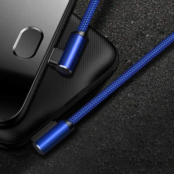 Ptron Solero L Shape Data Cable for iOS Devices | 2A Data Cable | Fast Charging & Data Sync (Blue)