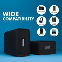 Portronics Adapto 62 C 2.4A 12W Fast Wall Charger with 1M Type C Cable, BIS Certified, Single USB Charging Adapter (Black)