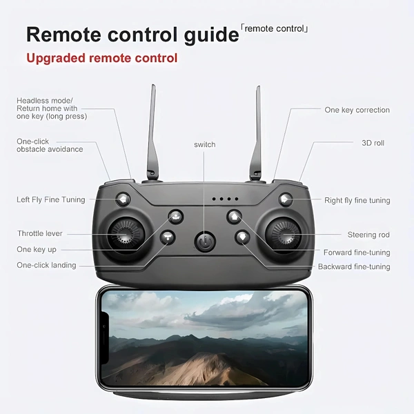 VEV E99 Pro Poldble Drone New Durable Structure Design Special Super Durable Design Foldable Remote Control Drone With Dual Camera Drone 2 Batteries1 Drone (BLACK) - Black