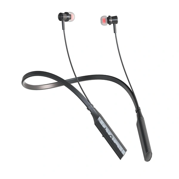 RD M-142 Bluetooth Wireless in Ear Neckband 10mm Drivers, Low Latency with Bluetooth v.5.1 EDR Chip for Gaming, 24 Hours Play Time, Type-C Fast Charging, 300 Hours Standby (Black)