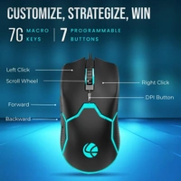 Lapcare LAPCARE Champ Razor LGM-204 |3600 DPI Optical Sensor Gaming Mouse with Rainbow Light | Marco 6G Keys | 5m Clicks | ABS Material | Optical Sensor| Rubber Oil + Laser Carving (Black)