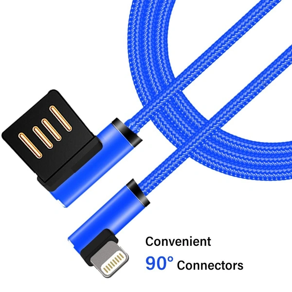 Ptron Solero L Shape Data Cable for iOS Devices | 2A Data Cable | Fast Charging & Data Sync (Blue)