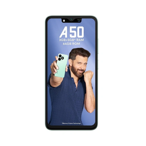 Itel itel A50|6.6" HD+ Display with Dynamic Bar| 8GB (3GB+5GB) RAM + 64GB ROM, Upto 8GB RAM with Memory Fusion|Octacore Processor|8MP AI Dual Rear Camera|5000 mAh Battery  (Lime Green) - Lime Green