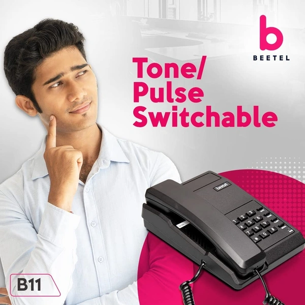 beetel Beetel B11 Corded Landline Phone, Ringer Volume Control, LED for Ring Indication, Wall/Desk Mountable, Classic Design, Clear Call Quality, Mute/Pause/Flash/Redial Function (Black)
