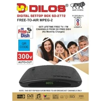 DILOS HR-6SE Digital Set-Top Box SD-2772 | Free-to-Air MPEG-2 | Get Lifetime Free TV / FM 999 Channels From DD Free Dish (No Monthly Charges) (Black)