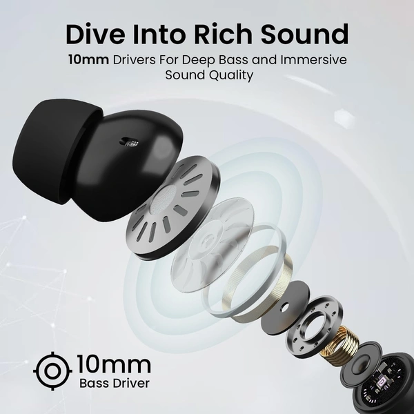 PORTRONICS  Portronics Harmonics Twins S16 in Ear Wireless TWS Earbuds with 24 Hrs Playtime, Clear Calls, Game & Music Mode, Low Latency, Bluetooth 5.3v, LED Display, Type C Fast Charging(Black)