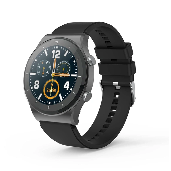 PEBBLE Pebble Revo Smartwatch, 1.3"(3.3cm) HD Touchscreen, Bluetooth Calling, Smart Watch with Rolling UI & Dual Button Technology, Spo2, Heart Rate & Temperature Monitoring (Black) - Black
