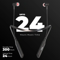 RD M-142 Bluetooth Wireless in Ear Neckband 10mm Drivers, Low Latency with Bluetooth v.5.1 EDR Chip for Gaming, 24 Hours Play Time, Type-C Fast Charging, 300 Hours Standby (Black)