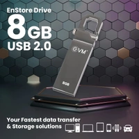 EVM EnStore 8GB Metal USB 2.0 Flash Drive - High Read Speeds up to 15MB/s & Write Speeds up to 8MB/s - Durable Metal Casing - Ideal for Data Transfer & Storage - (EVMPD/8GB) - 8 GB